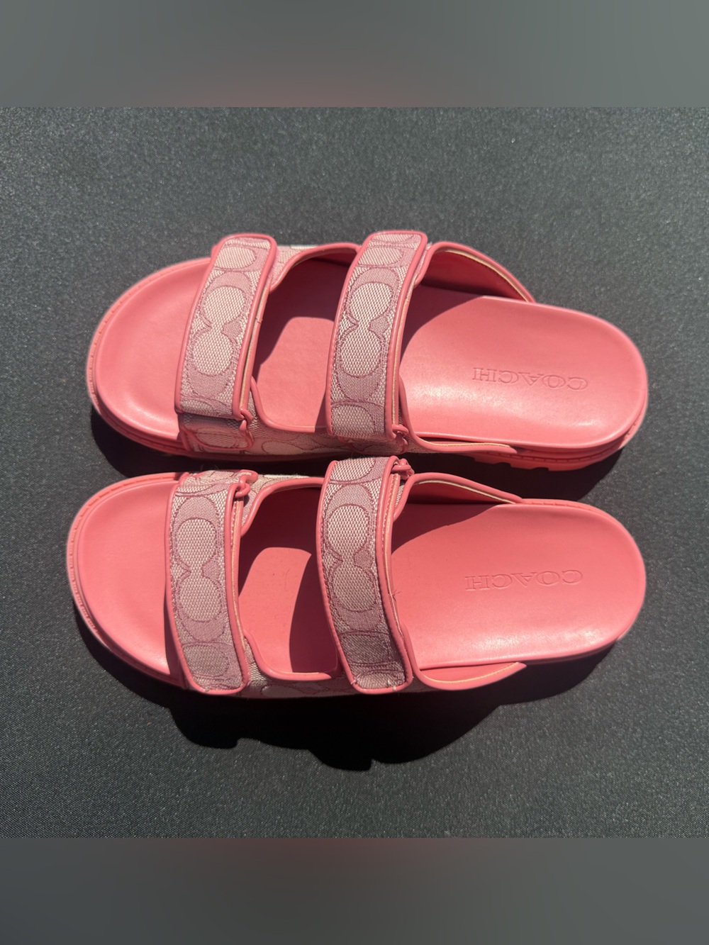 Coach Two Band Pink Signature Jacq Women's Sport Slide Sandals - Picture 2 of 4